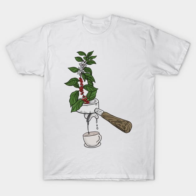 Coffee Plant Sieve Carriers Coffee Design T-Shirt by Mesyo